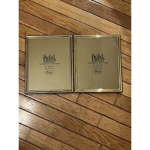 Vtg Solid Brass Double Picture Frame 8"x 10" Hinged MCM Cottage Tabletop Larvie